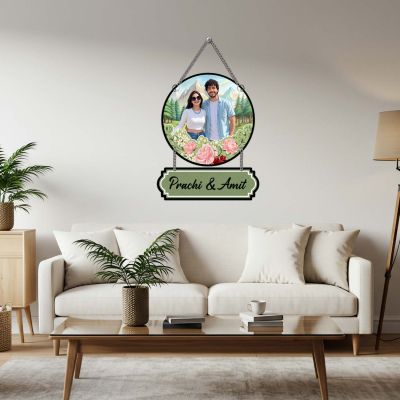 GIFTMEBAZAR Personalized Couple Photo Wall Hanging Custom With Photo & Name Gift For Birthday Valentines Day, Anniversary & Engagement Bedroom Wall Art Decor